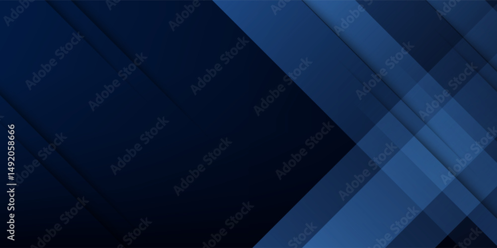 Obraz premium Abstract banner design. Shiny blue diagonal lines on dark blue background. Modern graphic.