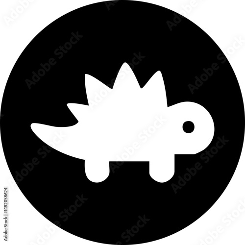 Black solid dino silhouette cute vector icon isolated