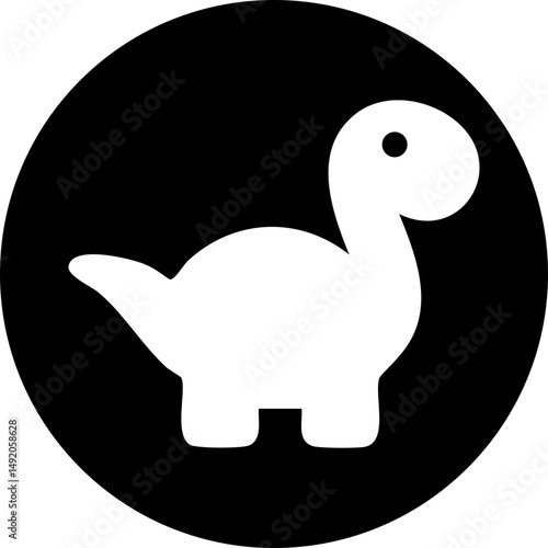 Black solid dino silhouette cute vector icon isolated