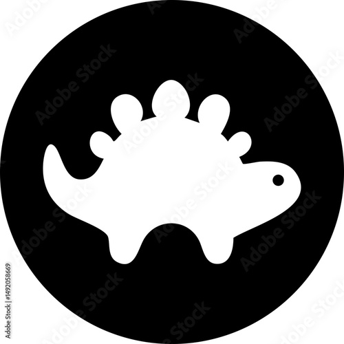 Black solid dino silhouette cute vector icon isolated