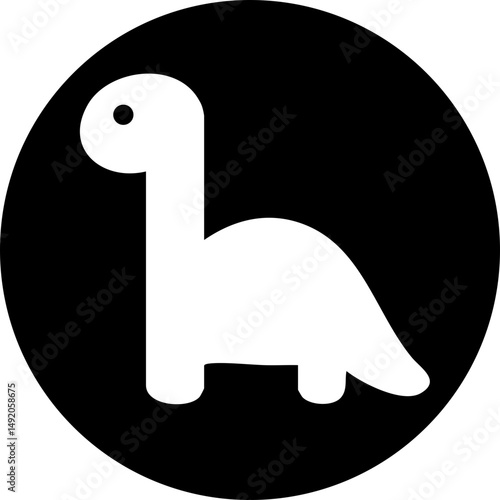 Black solid dino silhouette cute vector icon isolated