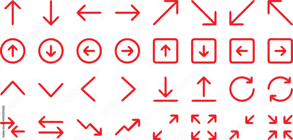 Ταπετσαρία Directional Arrows: An assortment of arrow icons points in various directions, with upward, downward, left, right, and diagonal representations, and offers versatility for diverse design applications