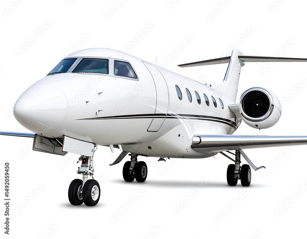 White Private Jet Isolated On White Showing Aircraft Exterior Details White Private Jet Isolated On White Showing Aircraft Exterior Details