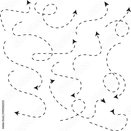 Dynamic Direction: A collection of arrows, meticulously crafted from dashed lines, wind their way across the canvas, each pointing towards a different destination.