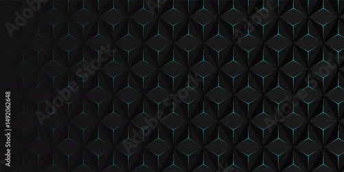 A dynamic and futuristic pattern featuring interlocking cubes with glowing blue edges. This abstract design creates a sense of depth and movement, perfect for modern technology,gaming,science fiction