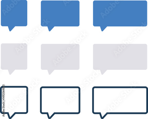 Colorful set of speech bubble labels and chat icons with blank space for messages in a clean vector design