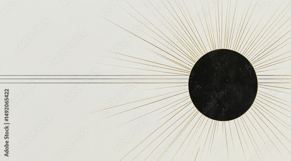 Obraz premium White business card with abstract black circles and thin gold lines forming a sleek geometric pattern. Ample space for business details.