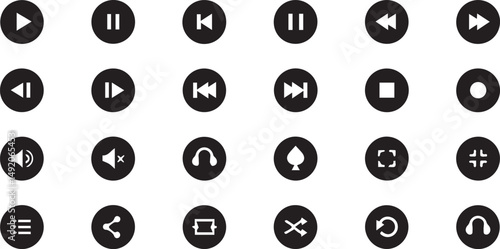 Black and white vector number icon set for web buttons and business interface design