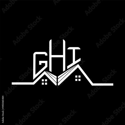 GHI Real State logo design, GHI simple and modern logo. GHI luxurious alphabet design