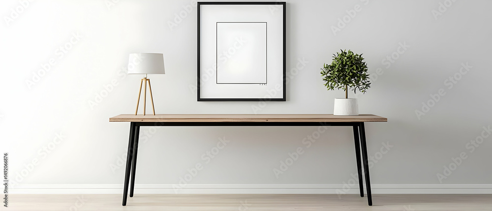 Fototapeta premium Simple Modern Minimalist Wooden Table Decor