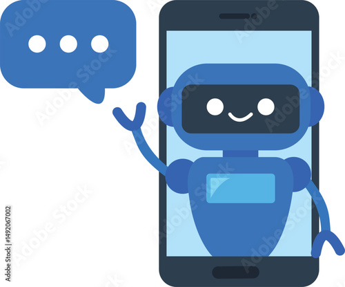 funny cartoon android with speech bubble