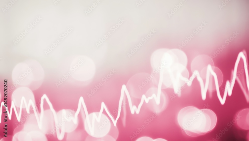 Fototapeta premium Abstract graphic with pink and white lines, bokeh