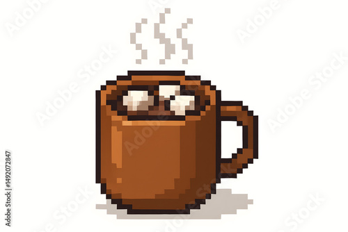 8-Bit Pixel Cup of Hot Chocolate With Marshmallows