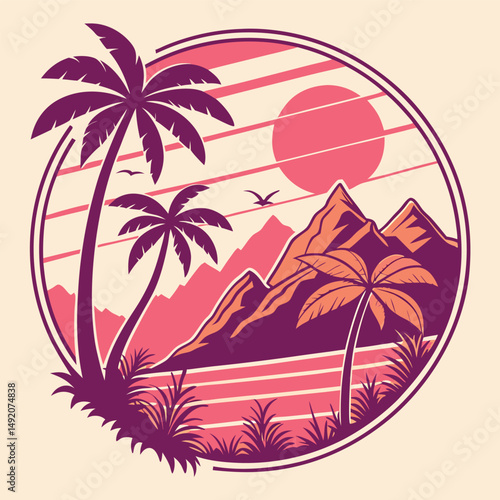 vector illustration of a tropical island