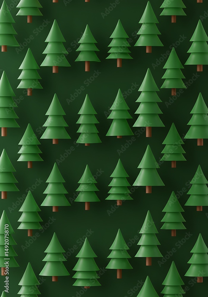 Fototapeta premium Evergreen Dream: A 3D Forest