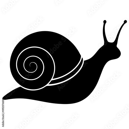 Black silhouette of a snail with spiral shell