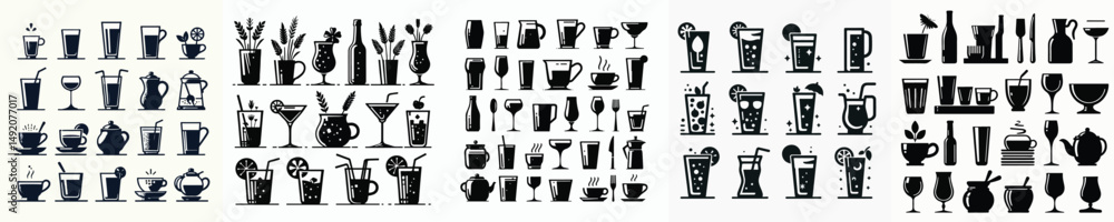 Vector set image silhouette of glass Vector set image silhouette of glass