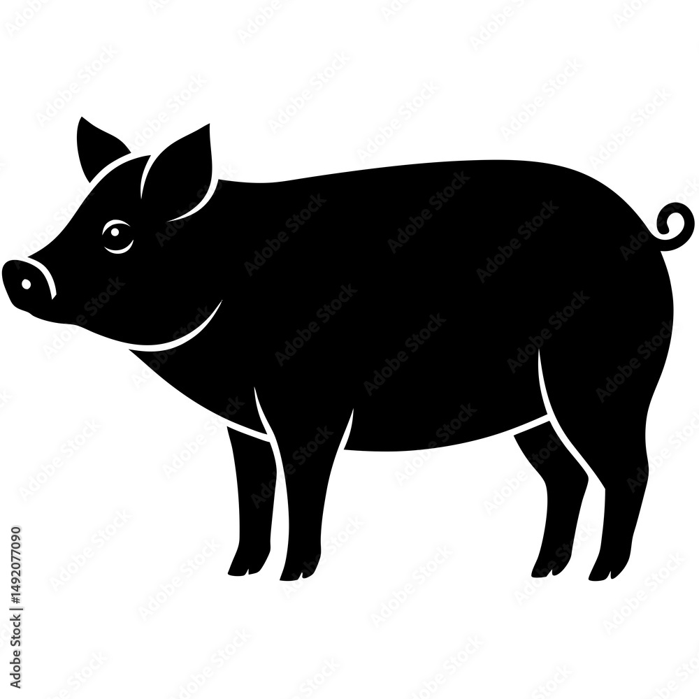 Obraz premium Black silhouette of a pig standing sideways