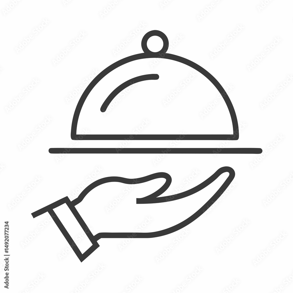 Fototapeta premium Hand serving food under a dome cover
