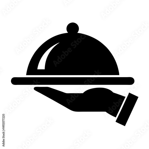 Restaurant service icon hand holding food dome