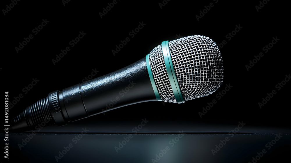 Obraz premium Pixelated Microphone On Dark Background