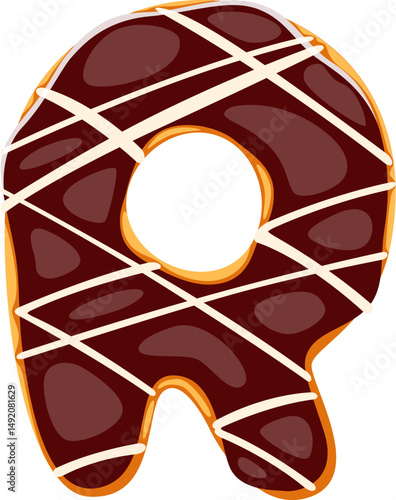 Sweet dessert font chocolate biscuit letter R. Sweet type element, bakery vector letter. Dessert English alphabet font sign or pastry and confectionery kids ABC typeset symbol