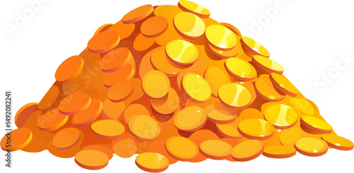 Pile of shiny gold coins ancient Egypt game icon, Egyptian treasure asset. Cartoon vector money heap, valuable and abundant symbol of wealth and prosperity, achievement, fortune and luck