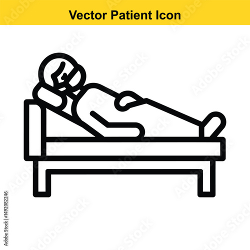 Person Lying in Bed Outline - Resting, Sick Icon