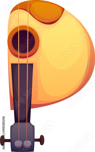 Cartoon musical font letter P as stringed music instrument resembling a violin or mandolin. Vector musician typeface, entertainment funny type, English alphabet. Isolated abc typography character