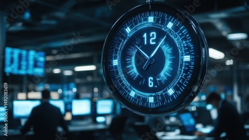 Wallpaper Mural Data center modern clock display, digital server room Torontodigital.ca