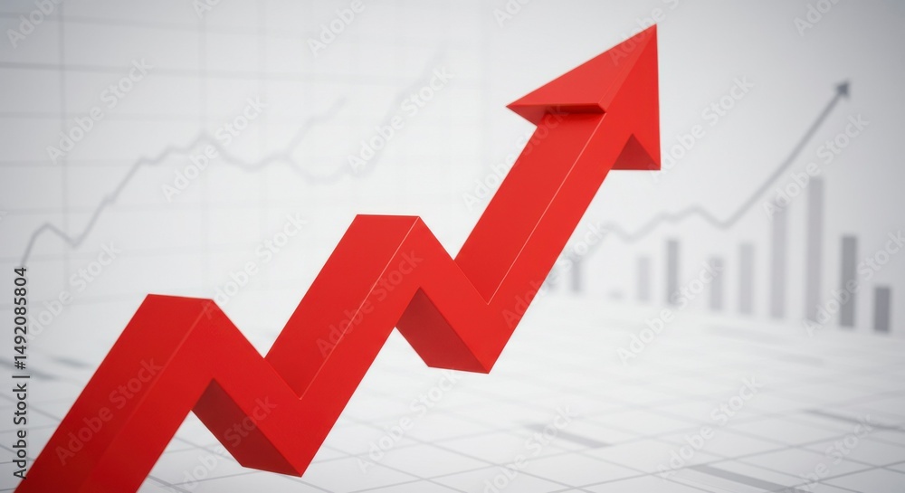 Red arrow graph upward trend Red arrow graph upward trend