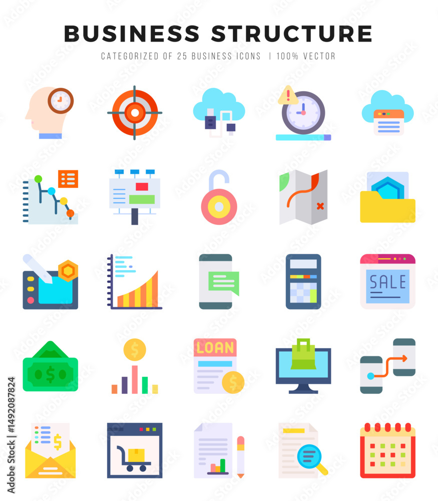 Set of Business Structure icons in Flat style. High quality Flat Icons symbol collection. Set of Business Structure icons in Flat style. High quality Flat Icons symbol collection.