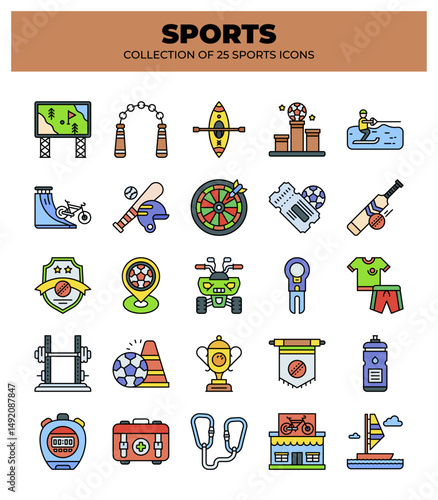 Collection of 25 Sports Icons. A Vibrant Set of Sport Illustrations