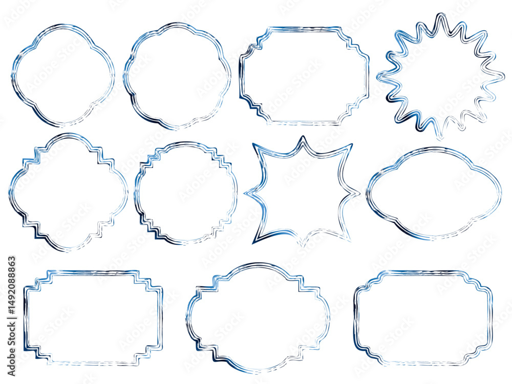 Obraz premium フレーム筆3、15青