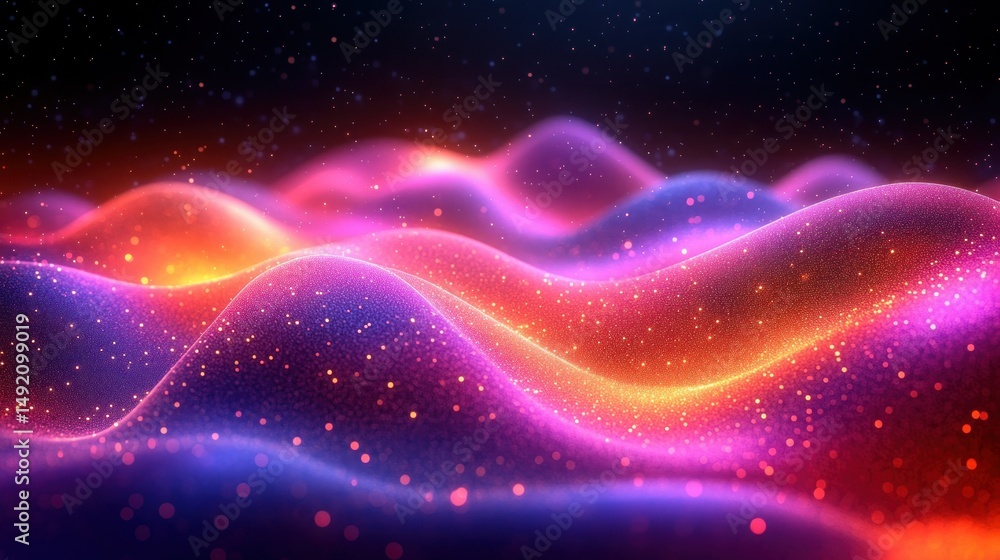 Fototapeta premium Abstract glowing particle waves (1)