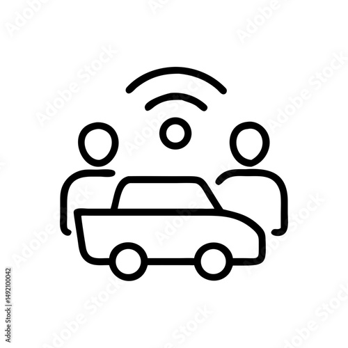 Ride sharing app icon, for mobile interface, with copy space