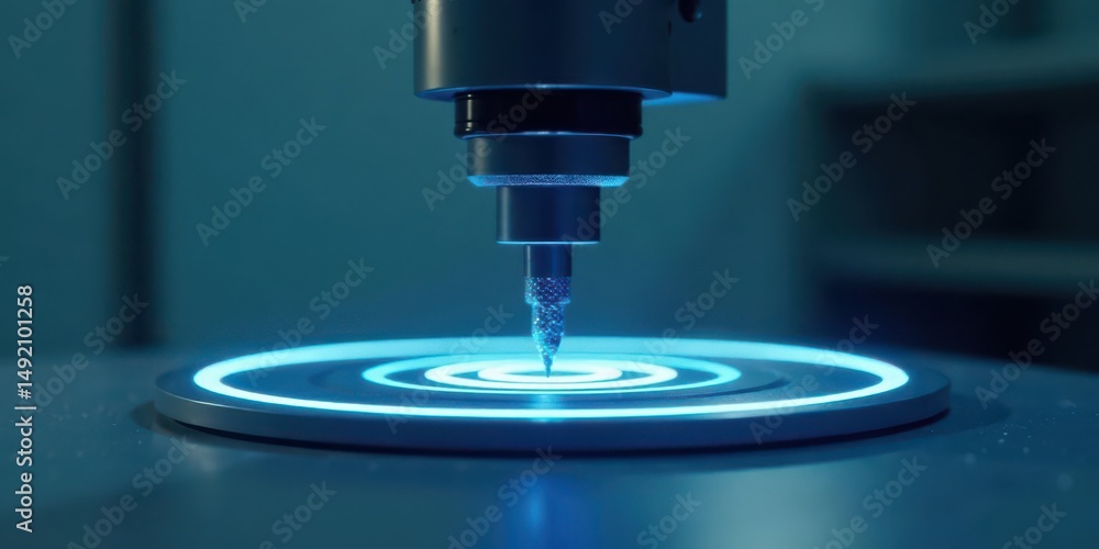 Precision engineering a close-up view of a technological instrument with a glowing circular target Precision engineering a close-up view of a technological instrument with a glowing circular target