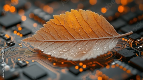 Autumn leaf on circuit board (1)