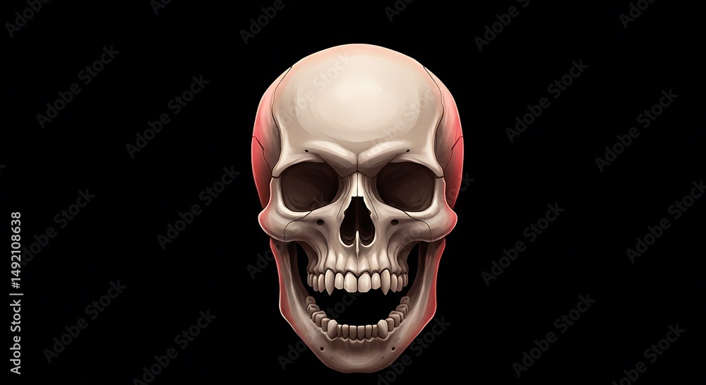 Human Skull Facing Forward Against a Black Backdrop Human Skull Facing Forward Against a Black Backdrop
