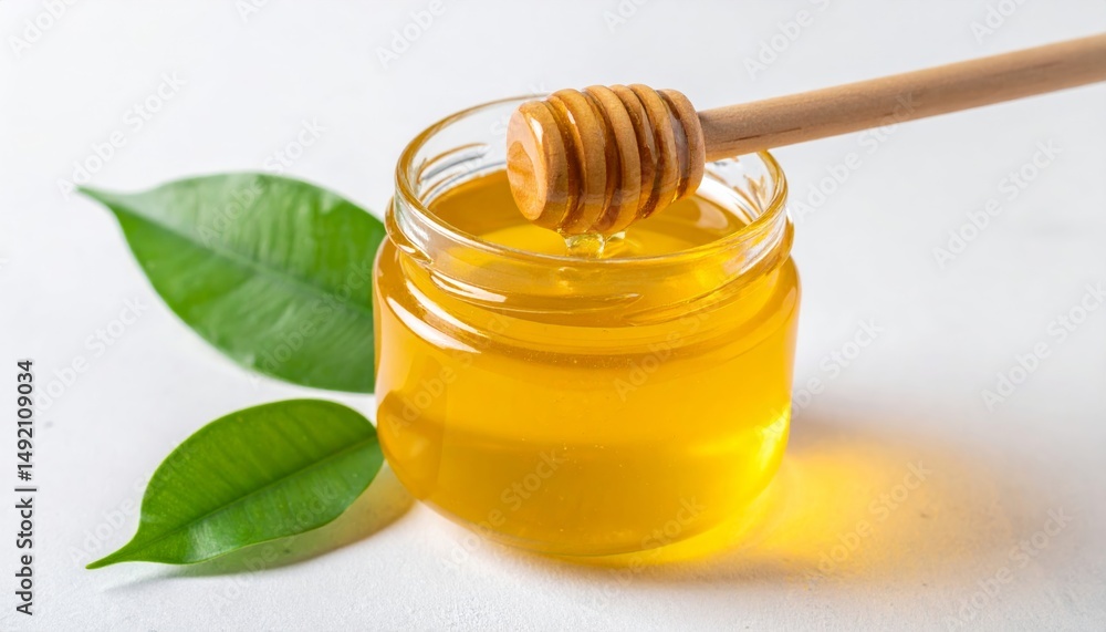 honey in a glass jar and a wooden spoon honey in a glass jar and a wooden spoon