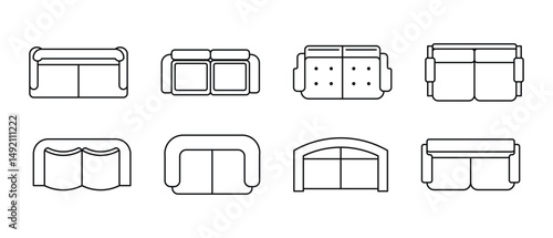 Two Seat Sofa Top Outlines Set