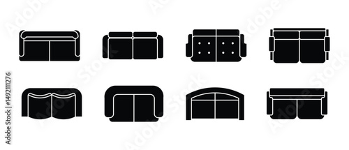 set sofa two seat top view black