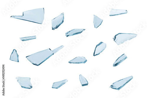 broken glass with sharp pieces isolated on white