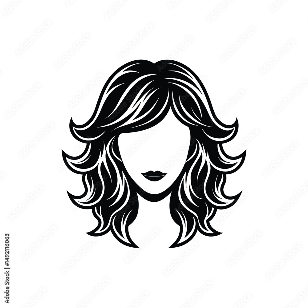Flat and Minimal Woman Hair logo vector illustration isolated on white background Flat and Minimal Woman Hair logo vector illustration isolated on white background