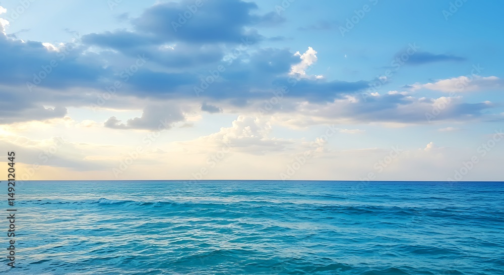 Obraz premium Ocean View with Blue Water and Clouds