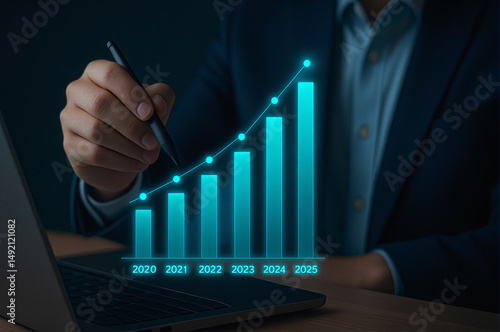 Futuristic Financial Growth Chart 2020-2025 with Stylus