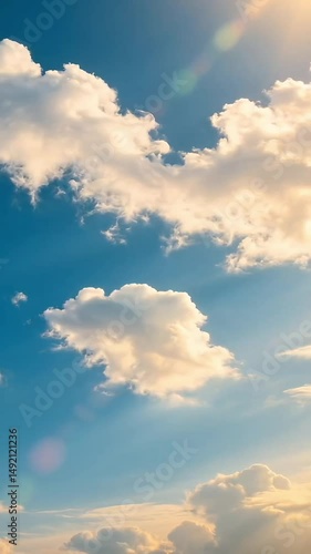 Cinematic Time-Lapse of Bright Clouds Moving Across a Blue Sky at Golden Hour