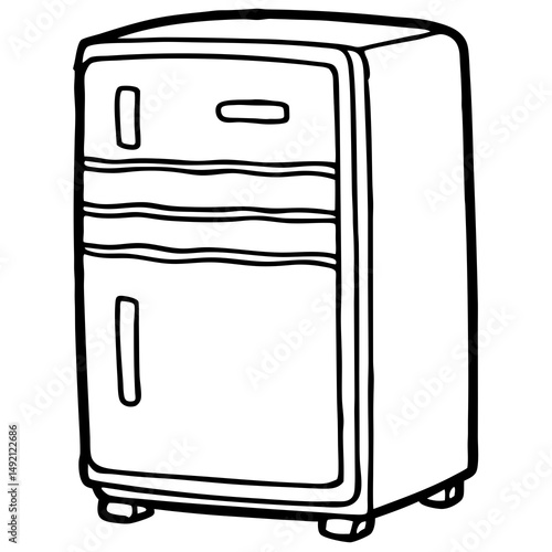 Simple line drawing of a retro refrigerator