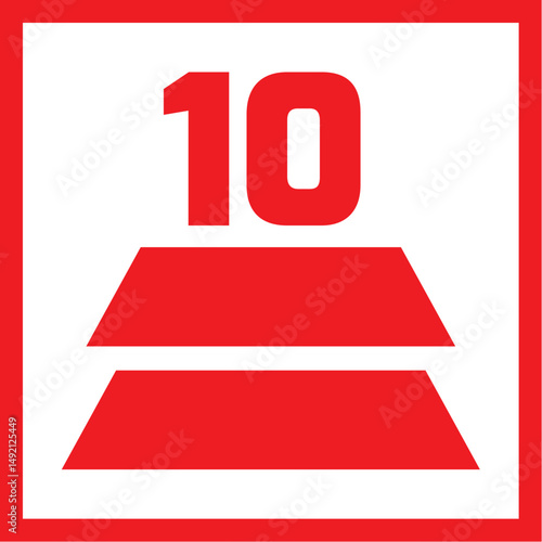 stacking limit symbol icon – red graphic showing maximum of 10 units for safe packaging and cargo handling
