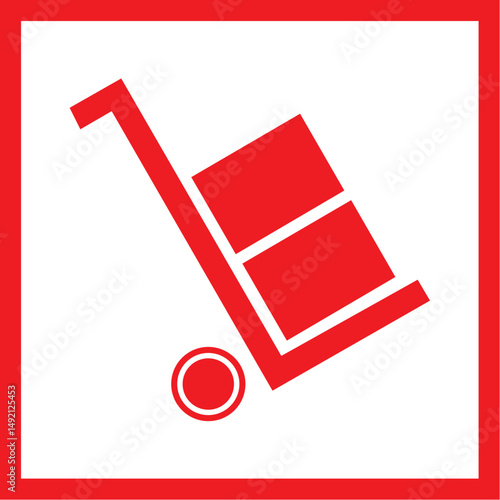 fragile package with only use trolly sign indicating delicate item requiring careful trolley handling